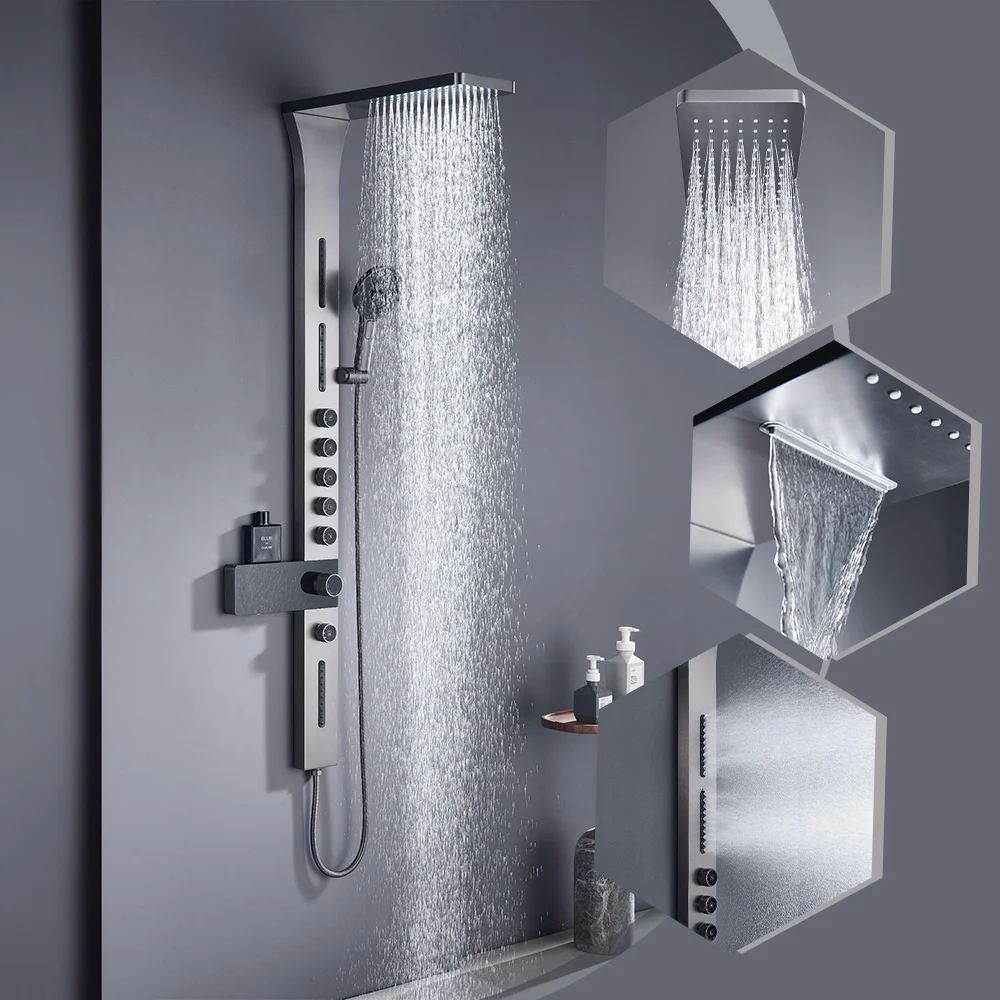 Shower Set Househol Scree Wall-mounted  Device Back Massage Jet Rain Panel