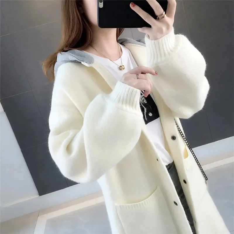 

2025 New Coat Sweater Women's Spring and Autumn ladies Loose plus-size Students Wear Stylish Slim Medium Long Knitted Cardigans