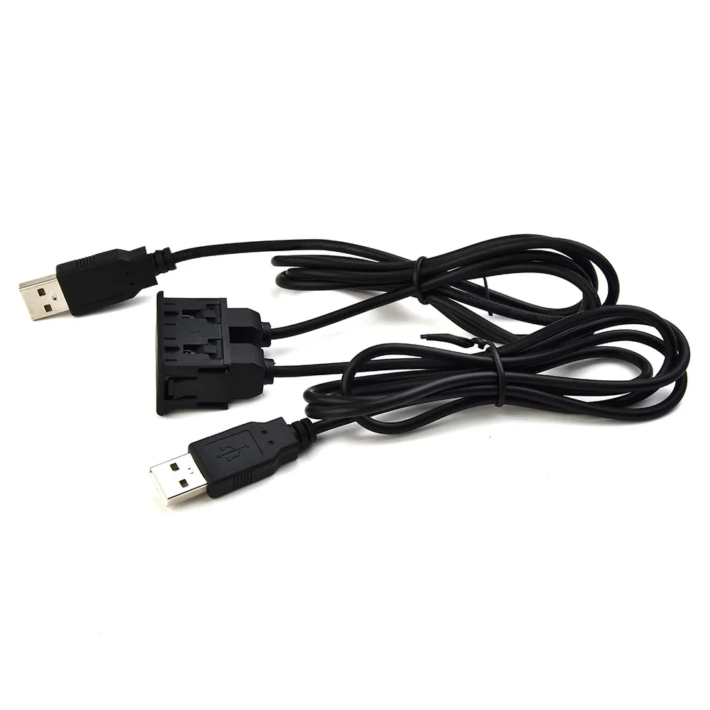 محول كابل تمديد USB مزدوج ، حامل داش داش ، لوحة منفذ USB ، كابل صوت للدراجة ، محرك بحري ، أسود ،