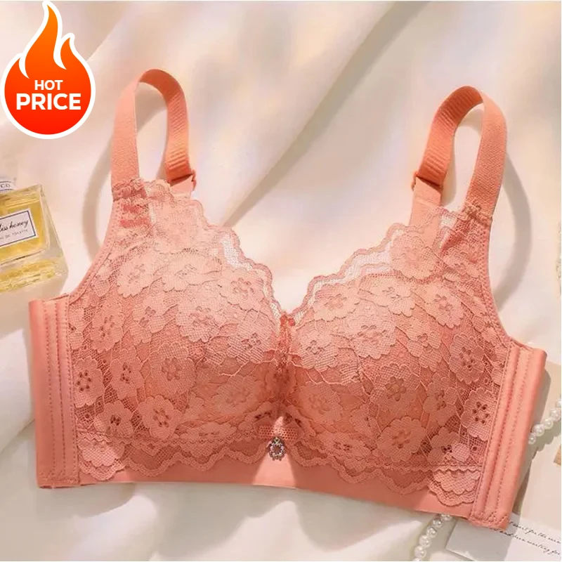 2024 New Thickened 4cm Push Up Bra for Small Chest Women Adjustable Straps Gathered Underwire Free Wireless Comfort Bra
