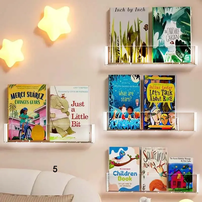 Acrylic Picture Book Display Stand Bookshelf Children's Wall Behind the Door Reading Magazine Storage Wall Hanging Bookshelf