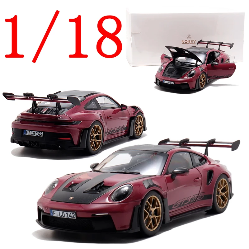 

NOREV, литая под давлением модель автомобиля Porsche из сплава в масштабе 1/18, Porsche 911 GT3 RS 2022, фиолетовые игровые транспортные средства, игрушки для мальчиков, подарок, оригинальная коробка