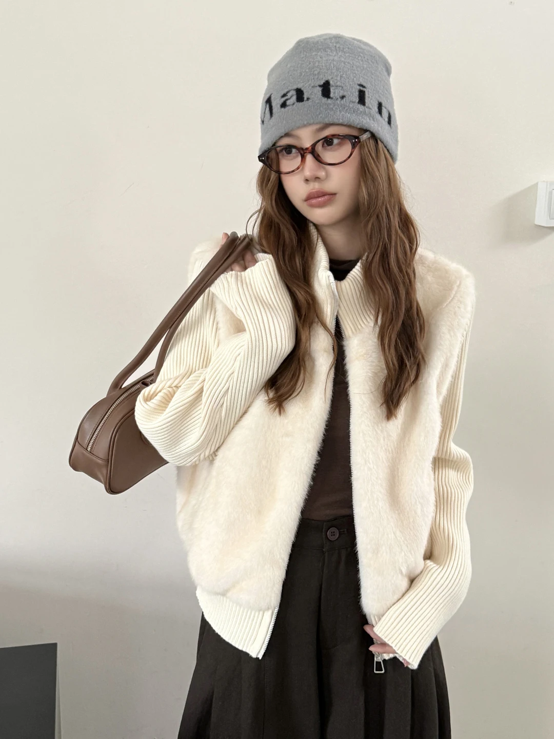 Fashionable Versatile Short Cotton Jacket Women's Korean Loose Fleece Lined Fur Outerwear Trendy Leather Cotton Coat