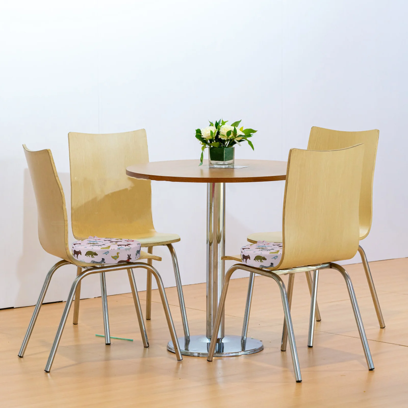 

1pc Children Booster Seat Cushion High-Density Sponge Non-Slip Bottom Animal Print Dining Chair Pad Portable Washable Toddler