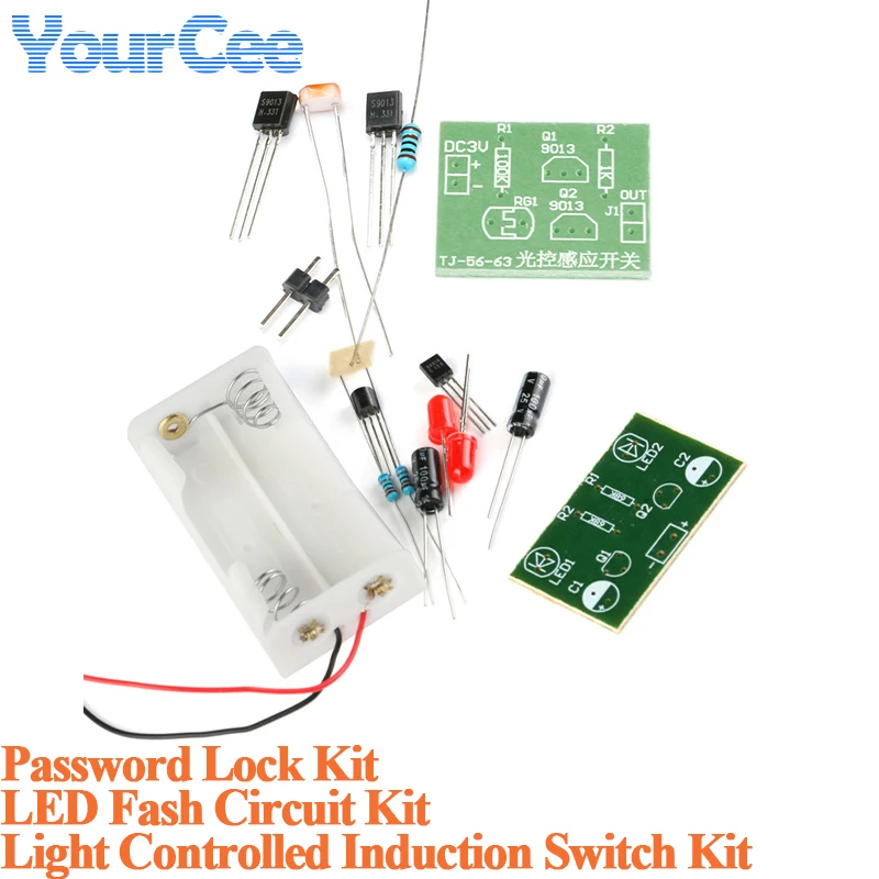 2pcs/1pc Triode Transistor Multivibrator LED Flash Light Electronic DIY Kit Light Controlled Induction Switch Password Lock Kit