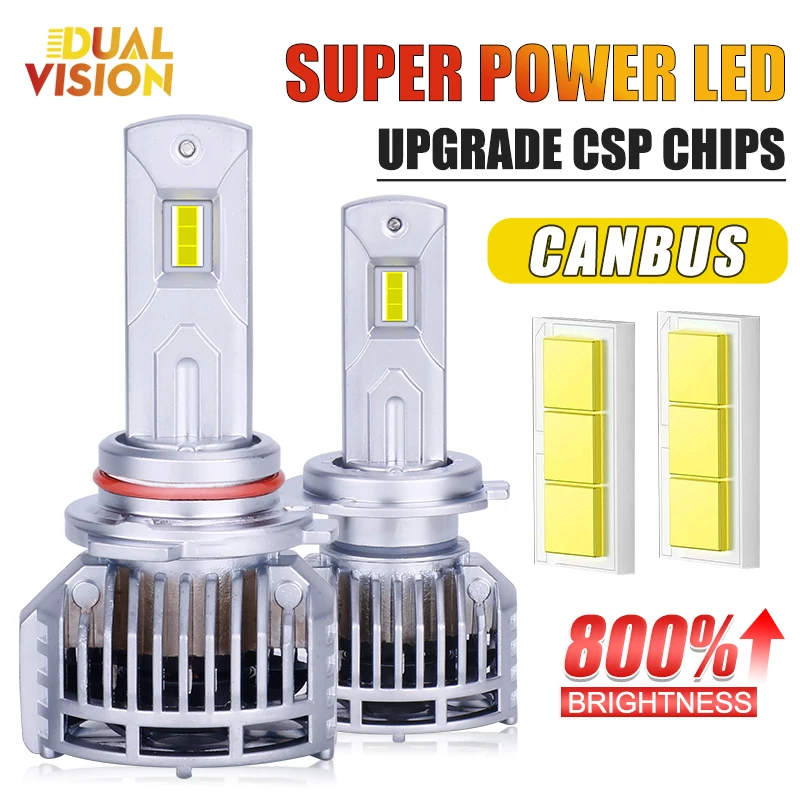 Dualvision H7 LED Headlights Bulbs Canbus 6000K H8 H9 H11 9005 9006 HB3 HB4  High Power Turbo Lamps  12V 2Pcs