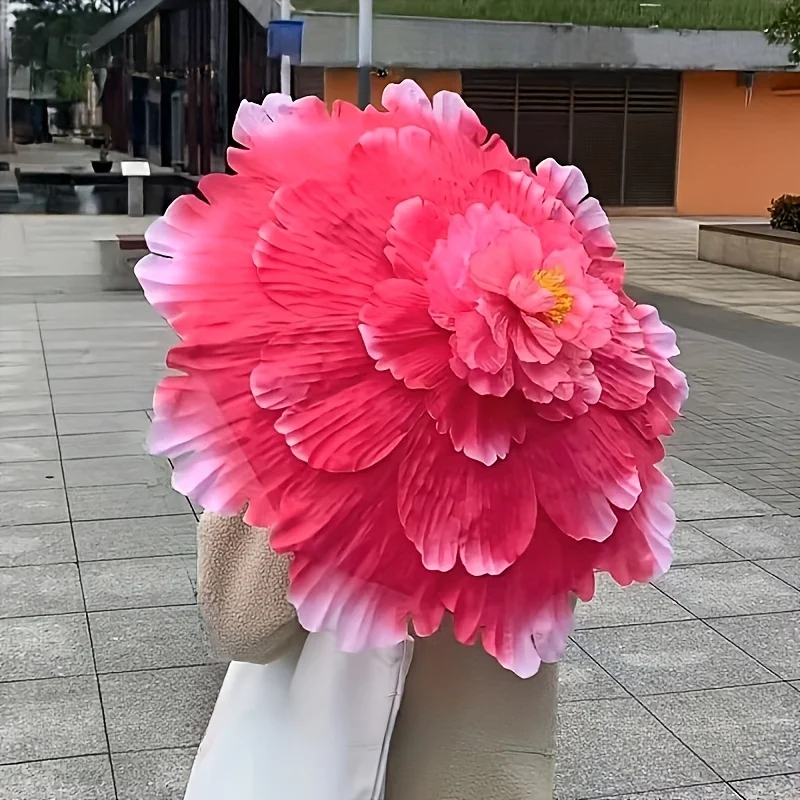 

Креативный зонт от солнца с розовым персиковым цветком — открытый вручную зонтик с 8 ребрами, стильный для путешествий на открытом воздухе, зонтик от солнца