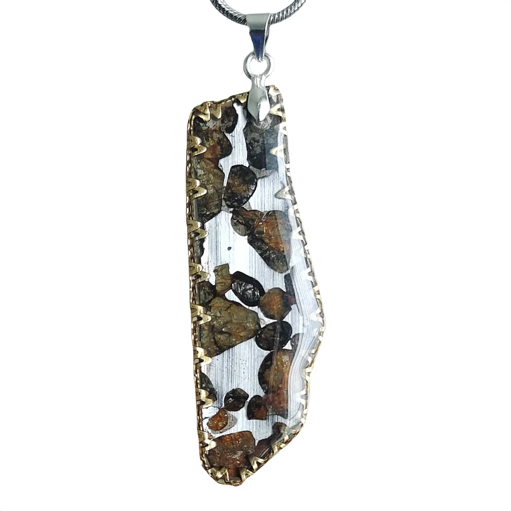 Brenham Olive Meteorite Pendant Olive Meteorite Necklace Natural Meteorite Material Collection - CB175