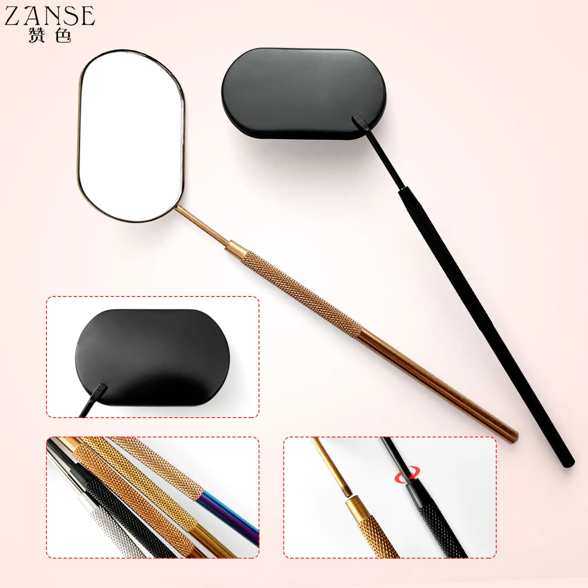 1pc Multi Colors Fake Lash Mirror Eyelash Extension Grafting Tools Stainless Steel Magnifying Beauty Long Handle Mirror