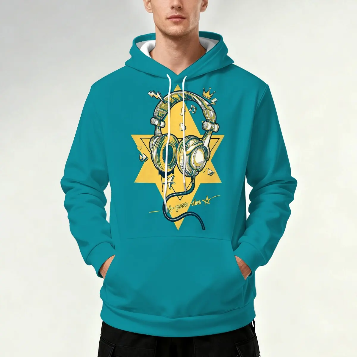 

Мужская осенне-зимняя толстовка с капюшоном и завязками — элементы принта в стиле хип-хоп, молодежный студенческий стиль, смелый характер