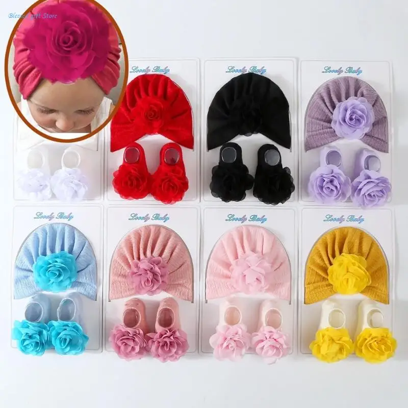 Soft & Comfortable Baby Socks with Flower Pattern omfortable Baby Hair Headband & Ankle Socks Suitable for Any Outfit