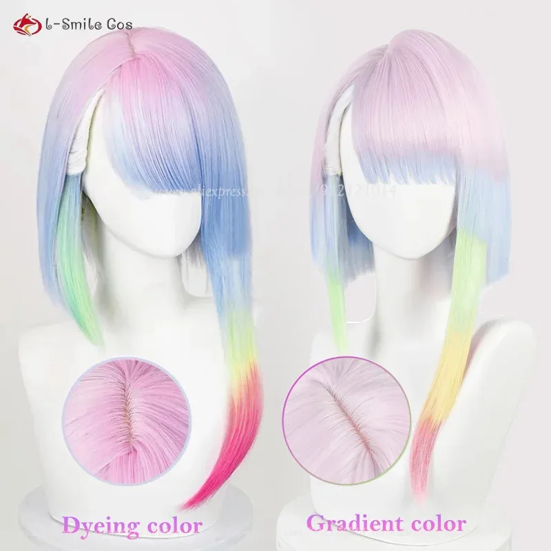2025 45cm Short Cosplay Lucy Gradient/Dyeing Color Heat Resistant Synthetic Hair Women Halloween Party Rebecca Wig