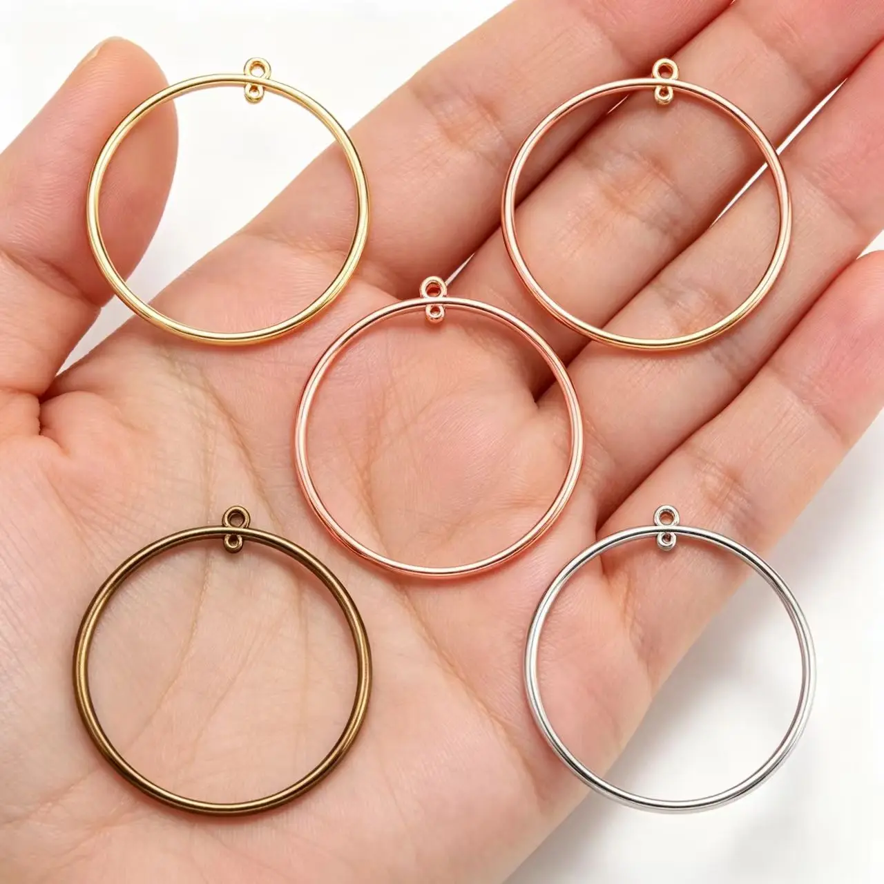 10Pcs/Lot 3 Sizes Double Hole Geometric Circle Earrings Connector Charms for Earrings Necklaces Pendant DIY Jewelry Findings