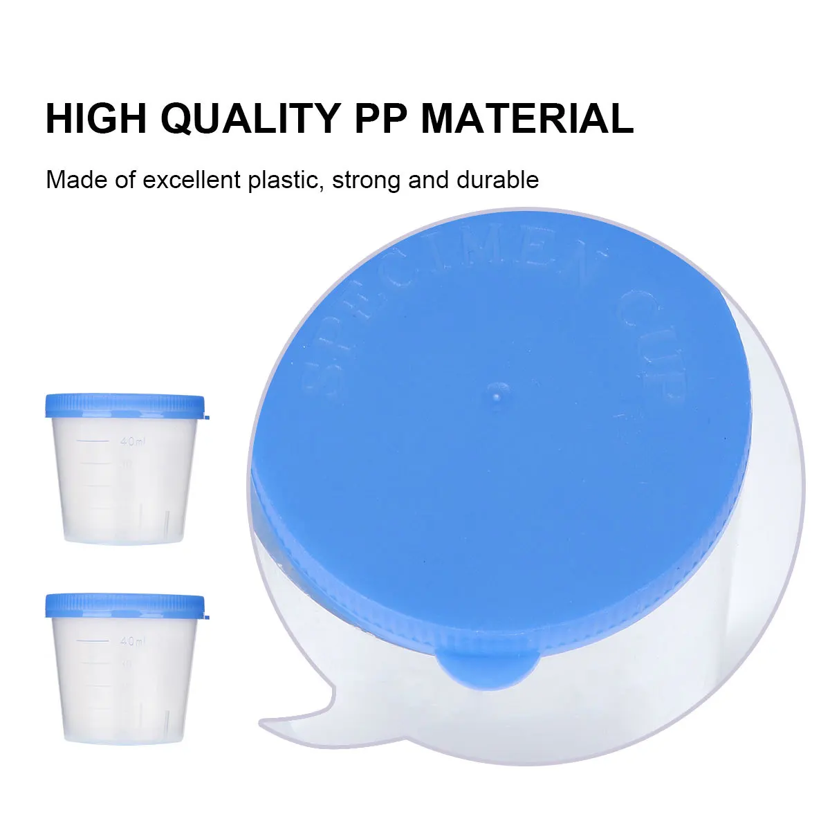 

50pcs 40Ml Urine Cup Specimen Collection Cups Leakproof Plastic Sterile With Measurement Markings Matte Label Thickenened Urine