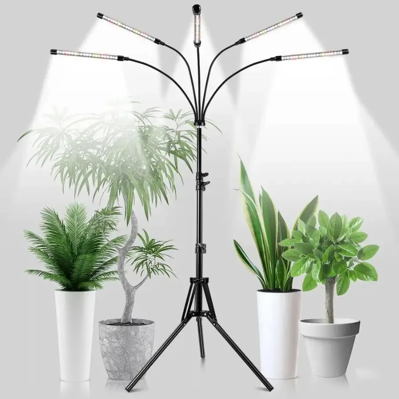 Grow Lights for Indoor Plants, 5 Heads Full Spectrum Grow Light with Adjustable Tripod Stand, 100PCS LEDs Plant Light for Indoor