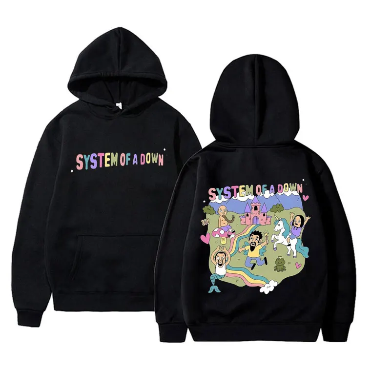 System of A Down Rock‑Band Graphic Hoodie Unisex Men Women Fleece Cartoon‑Print Casual Streetwear Sweatshirt Tops