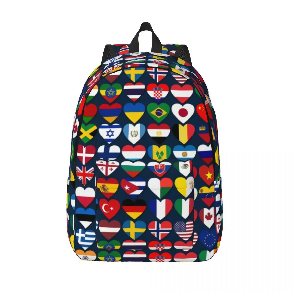 

Flags Of The Countries Backpack Heart Cartoon University Backpacks Girl Colorful Big High School Bags Casual Rucksack