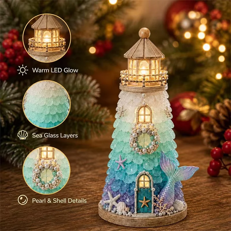 DIY Lighted Lighthouse Kit Sunset Beach Theme LED Build Your Own Model Assembly Craft Hobby Set Nautical Coastal Tabletop Decor