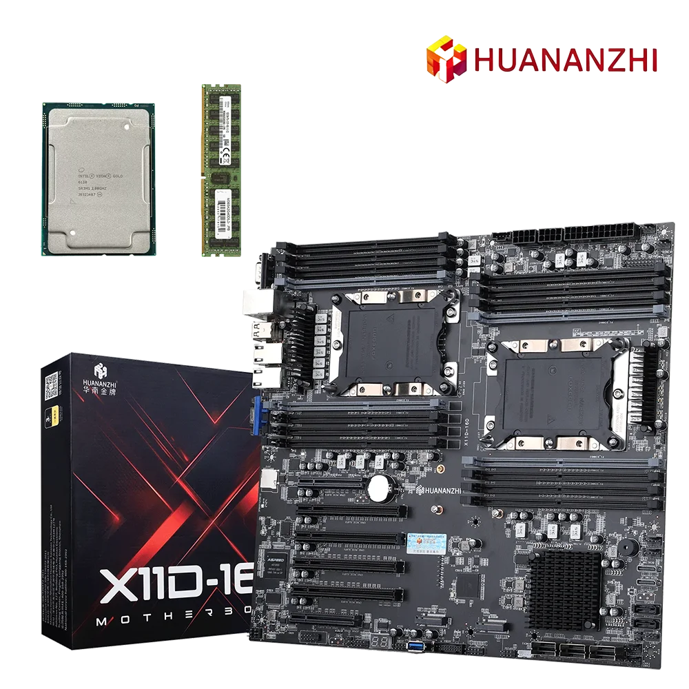 HUANANZHI X11D 16D Motherboard Set LGA3647 with Intel XEON 1st and 2nd Gen Dual CPU DDR4 Up To 2TB ECC Server Kit