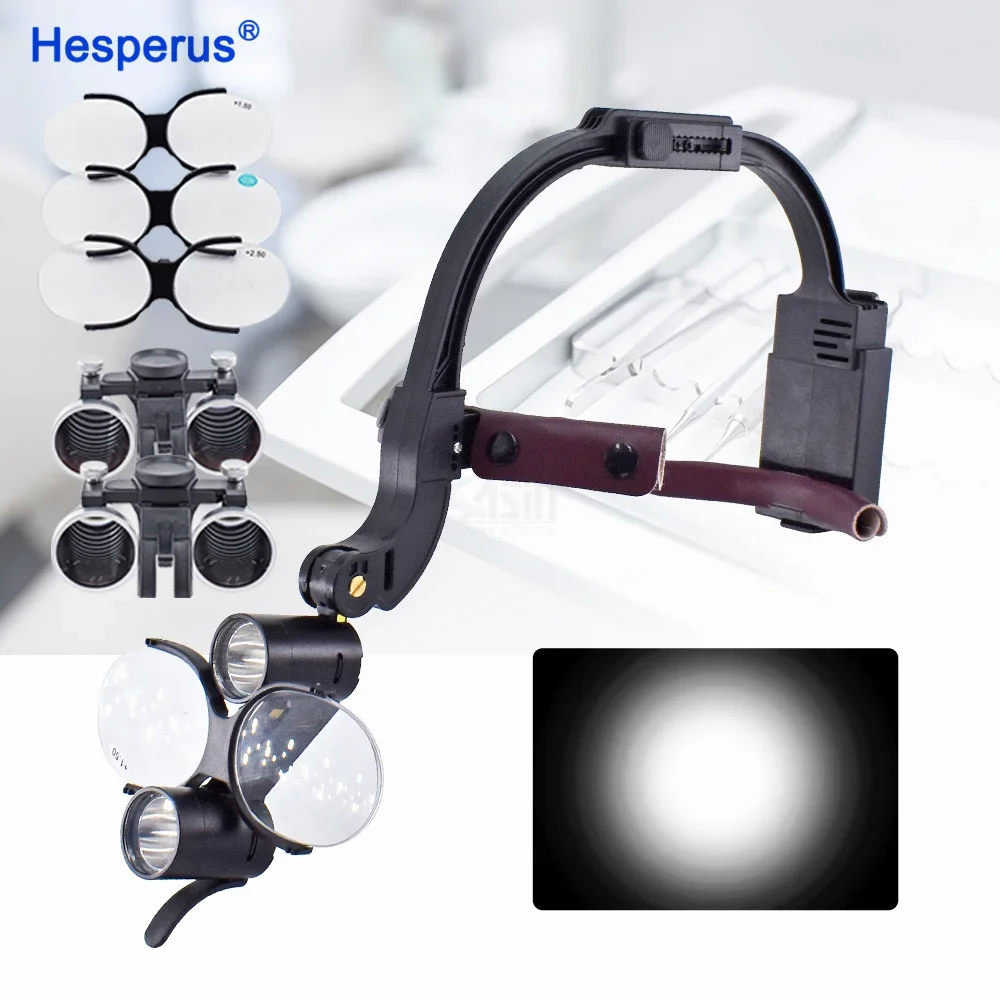 Full Set Medical Den tal Surgical Medical Magnifier Loupe Lamp 2.5X 3.5X Wireless 5W Led Headlight Handbend Binocular Loupes