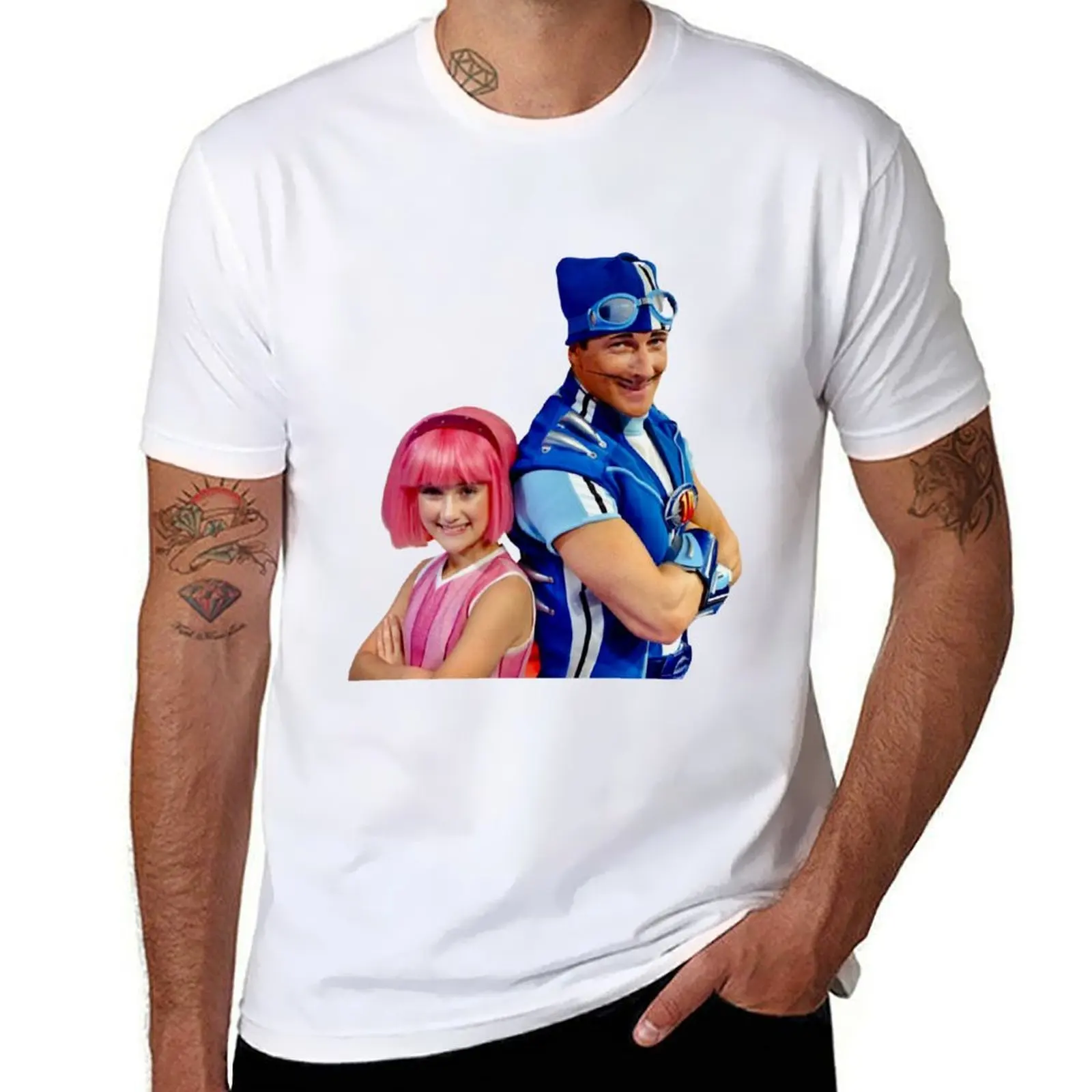 

LazyTown Stephanie _amp_ Sportacus Duo Design T-Shirt man tshirt funny t shirts dark humor T-Shirt