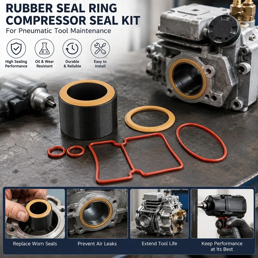 1Set 550W 750W 1100W 1500W Air Compressor Piston Ring Kit Cylinder Sleeve Piston Ring Cylinder Sleeve Kit Nitrile Rubber