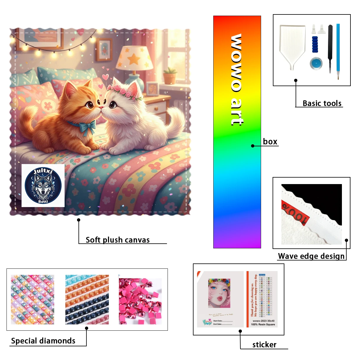 

【Betti_ Diamond Art】Two kittens are on the bed Crystal AB Rhinestone FD Rhinestone Perfect Resin Diamond