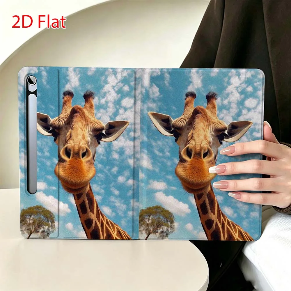 Cute Giraffe Pattern Soft For Samsung Galaxy Tab S11 S10 S9 S8 S7 S6 A9 A8 A11 Lite FE Plus Pen Tray Tablet Case
