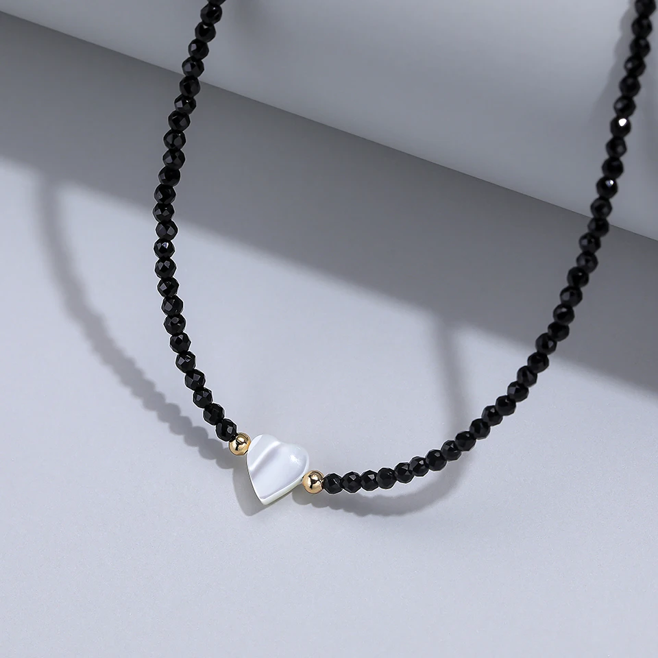Choker Small Black Bead Necklace For Women Sea Shell Pendant On The Neck Chain Jewelry Adjustable  Party Gift Girl Heart