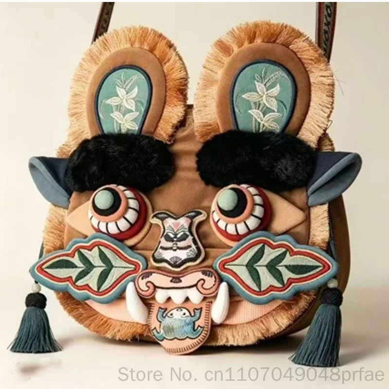 

Tiger Head Shoulder Bag Niche Design Stone Brown Handmade Chinese Style Tiger Doll Shoulder Handbag For Daily Outdoor Travel