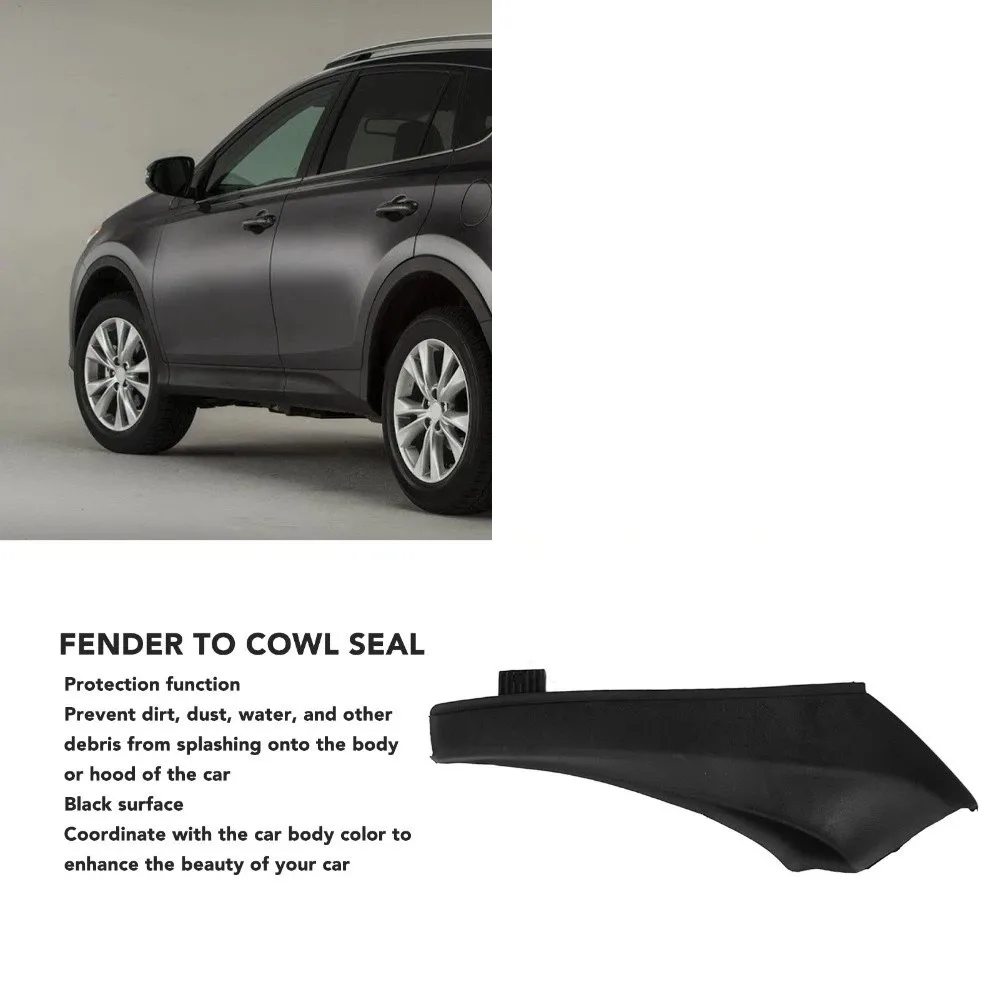 Black Hood Seal Trim ABS Left 53867-0R030，Right 53866-0R030 Hood Rubber Panel Front Cowl Seal for RAV4 2013-2018