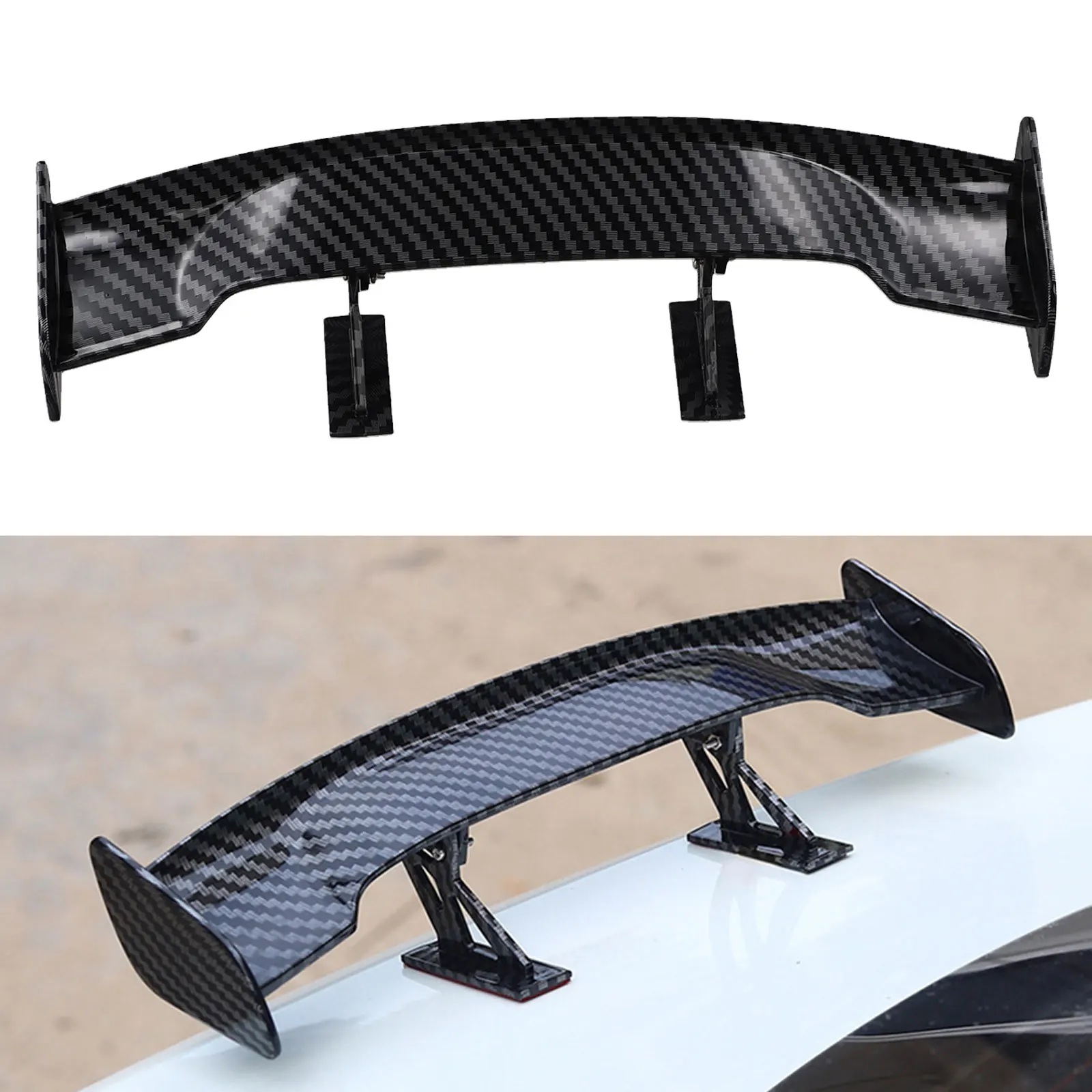 Auto Parts Car Spoiler Wing Visual Interest Fading Resistance Easy Installation Carbon Fiber Pattern Lightweight ABS