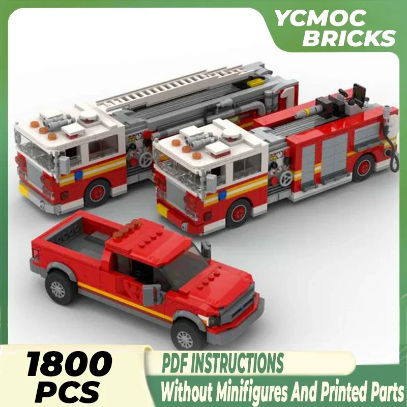 City Car Model Moc Building Bricks Fire Department Vehicles Technology Modular Blocks Gifts Christmas Toys DIY Sets Assembly