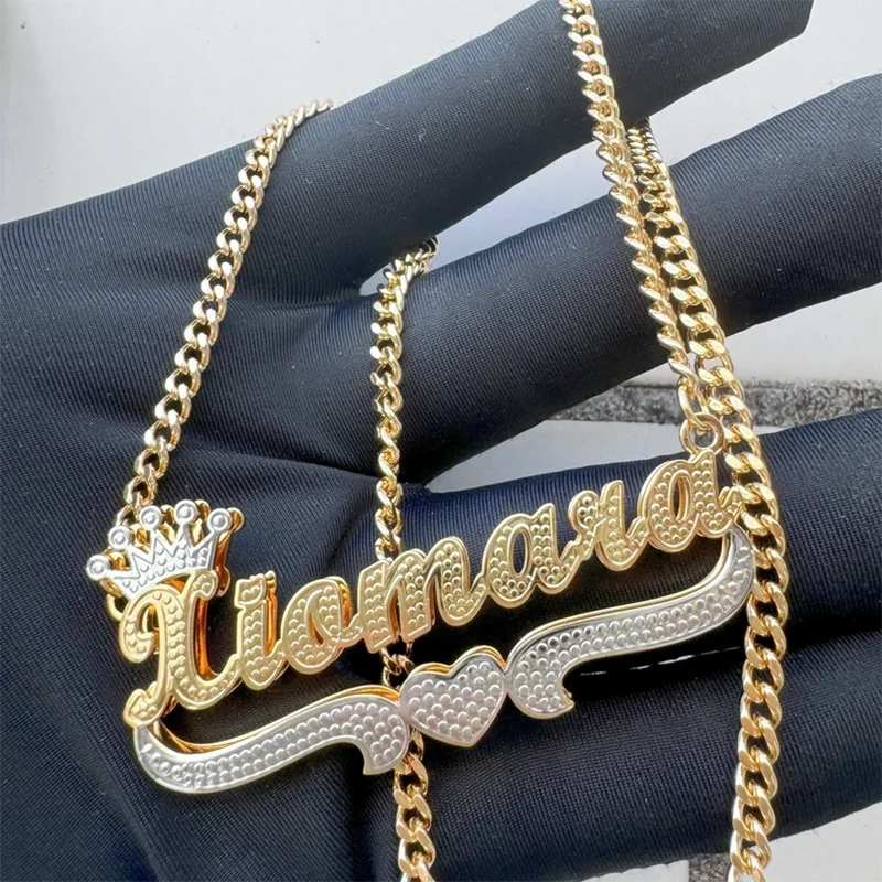 DHQH Customized Name 3D Stainless Steel Necklace Personalized Letter Nameplate Necklace Personalized Commemorative Gift For Her
