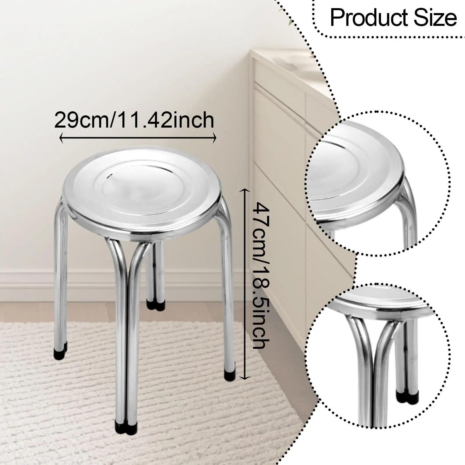 Stackable Stool Stainless Steel Round Metal Stool for Classroom Home Office
