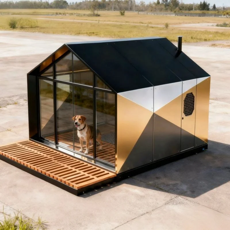 Modern Steel Container Dog House with Indoor Living Space for Villa and Courtyard Use