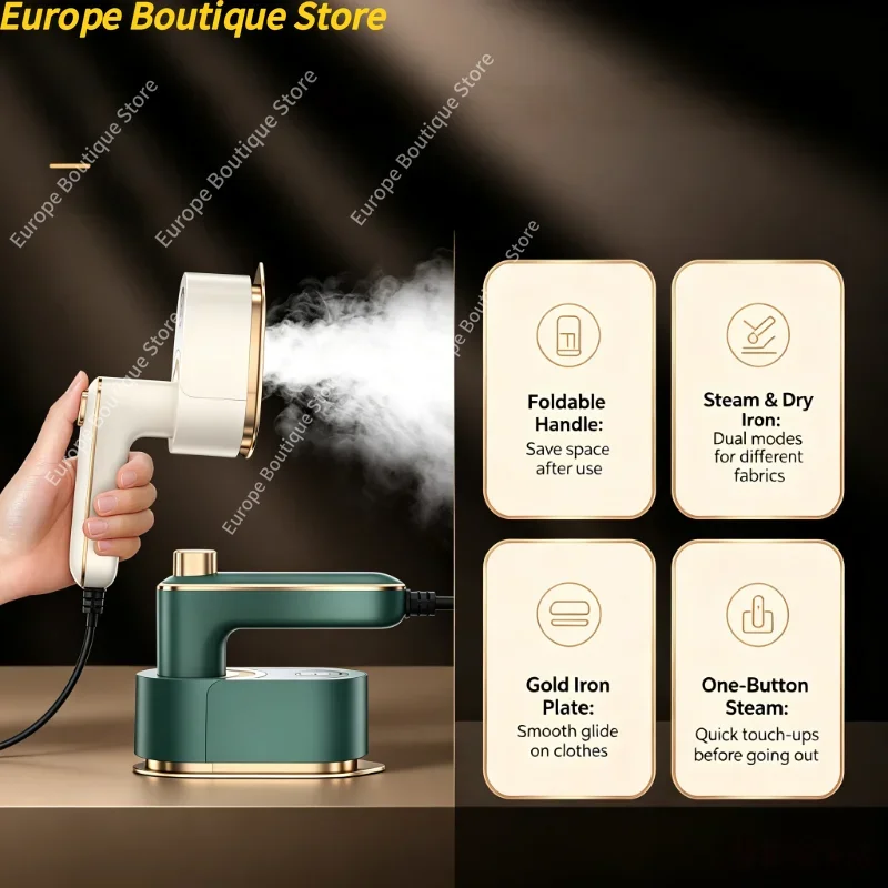 Foldable Mini Portable Handheld Clothes Iron Lightweight Travel Carry-On Garment Steamer for Trip Home