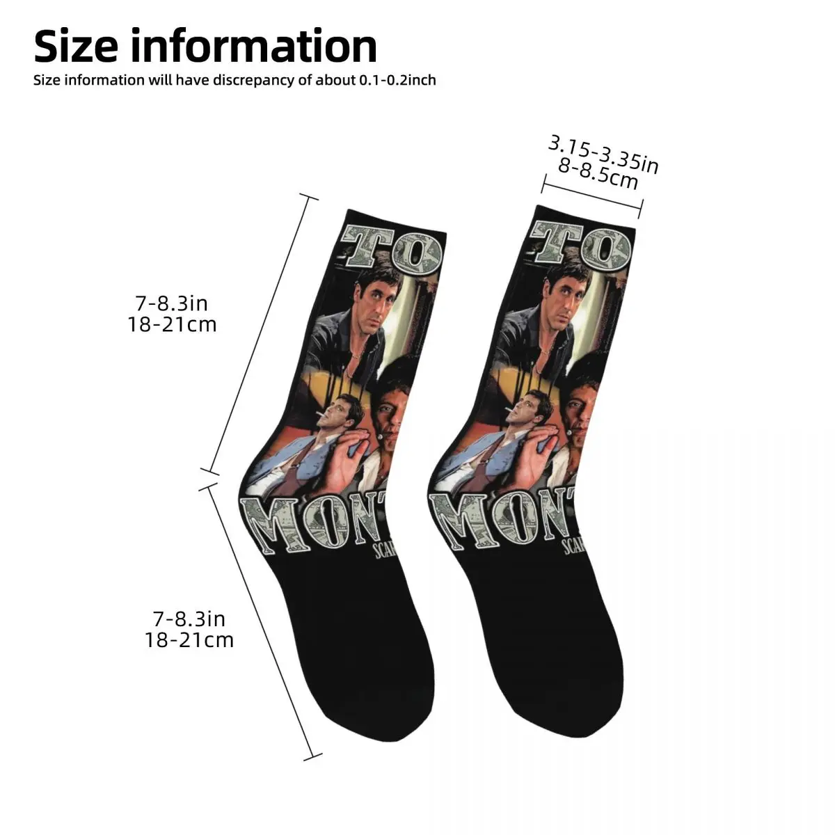 Scarface Montana Money Socks Men Women Polyester Funny Happy Movie Socks Spring Summer Autumn Winter Middle Tube Socks Gifts