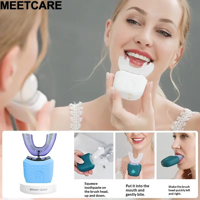U Shape Electric Toothbrush Automatic Intelligent Silicon Head Electric Toothbrush Automatic USB Charge Waterproof Toothbrush