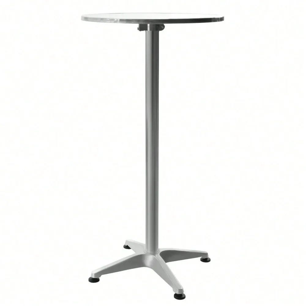 

Round Stainless Steel Table Top Aluminum Table Support ColumnBase Indoor Outdoor Bar Height Table With Flip Top, HeavyDuty Al