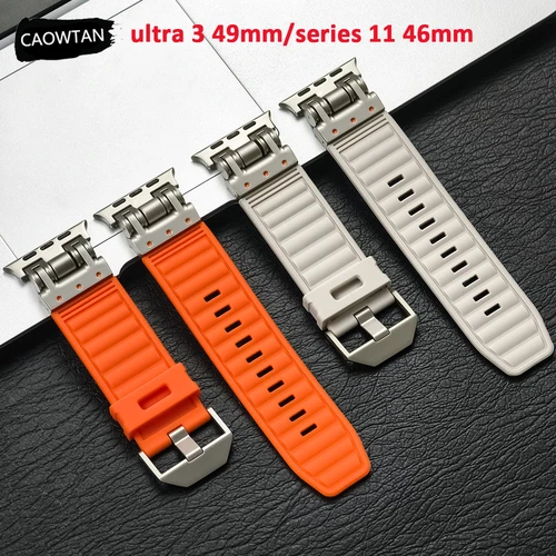 Imagen 1 del producto Correa de silicona para Apple Watch Ultra 3 2 49mm 46mm 45mm 44mm correa deportiva para IWatch Series 11 10 9 8 7 6 5 4 series3 2 1 42mm