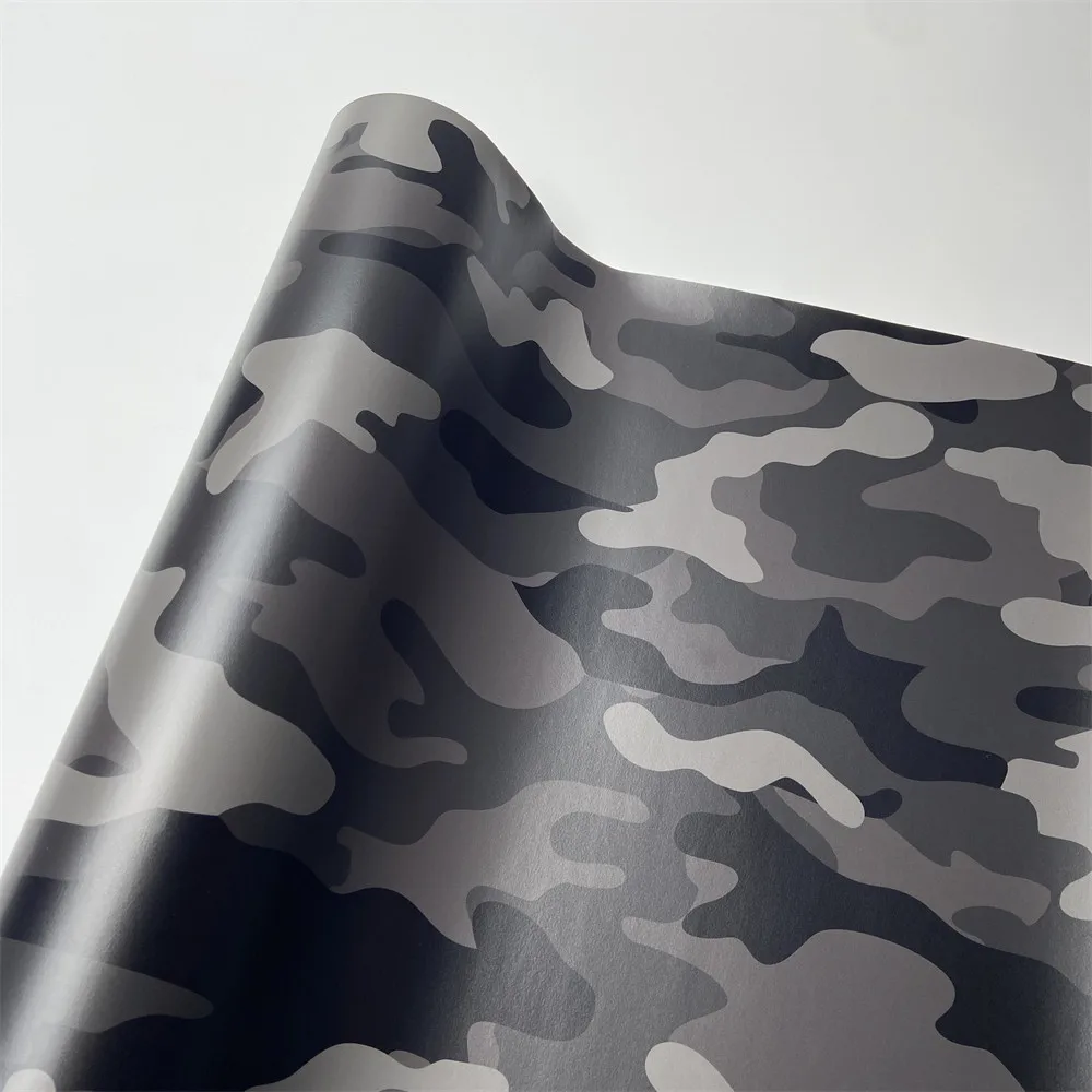 Selbstklebende Karosseriefolie, schwarzes Camo-Muster, Auto, Motorrad, Tuning-Zubehör, Air Release, Tarnung, Fahrzeugverpackungsfolie