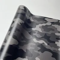 Película autoadhesiva para carrocería de coche, patrón de camuflaje negro, accesorios de afinación para motocicleta y coche, lámina de envoltura de vehículo de camuflaje con liberación de aire