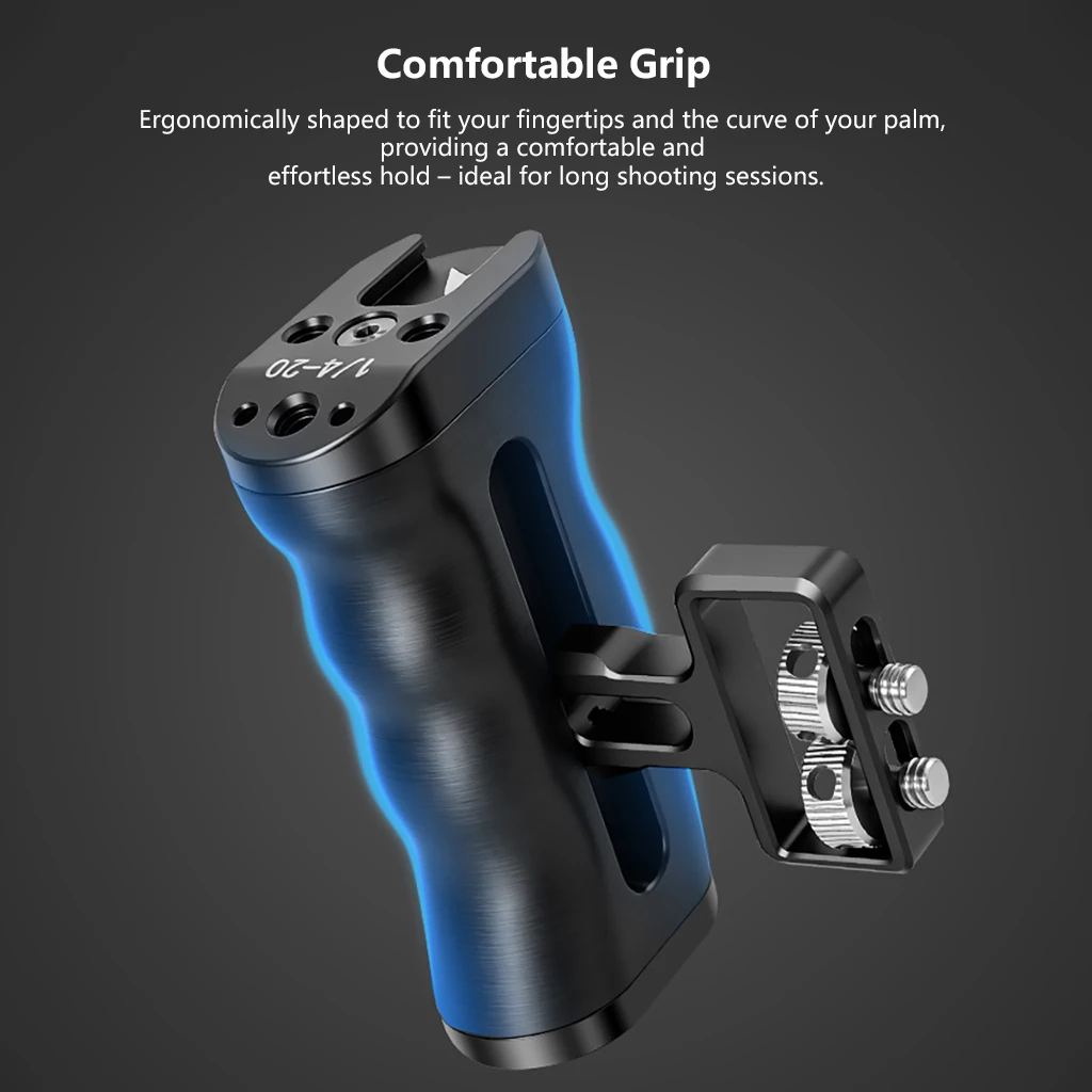 DSLR-Kamera-Cage-Rig mit NATO-Schienen-Seitengriff, rutschfester Gimbal-Hebegriff, Cold Shoe Mount, 1/4" 3/8" Gewinde, Ronin-Stabilisator – Detail 25