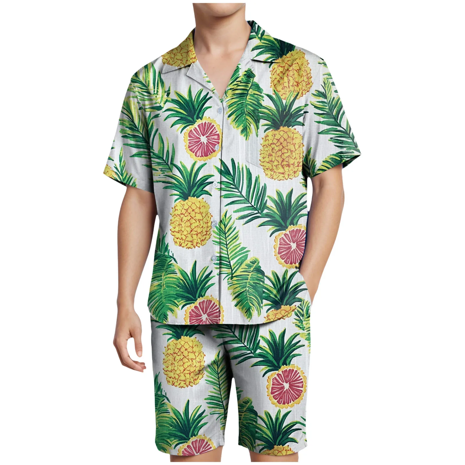 

Privacy Suite Men's Hawaii Casual Printed Short Sleeved Shirt And Shorts Two Piece Suit Wine Suit Jacket for Men