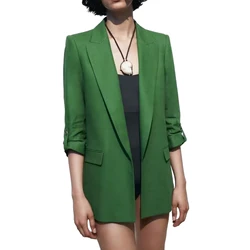 Women's new suit jacket with curly edges, casual and versatile, minimalist style, solid color long sleeved top