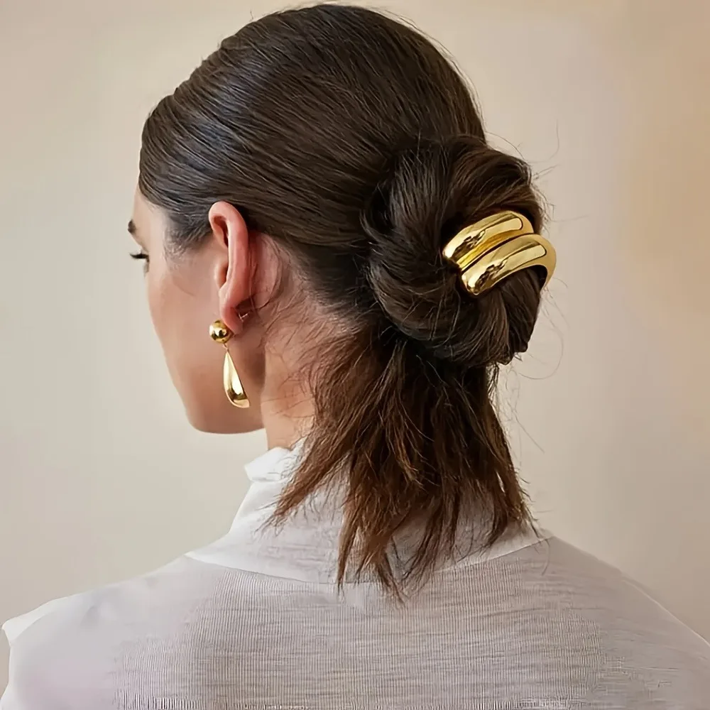 3/1 Stück elegante Legierungs-Haarbänder-Set mit ausgehöhltem Design, einfaches goldenes Haarband, beste Geschenkauswahl zum Valentinstag, Muttertag! – Detail 2