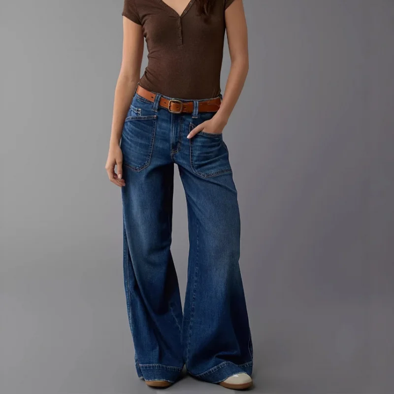 

Свободные женские новые эластичные повседневные широкие брюки, потертые модные джинсы