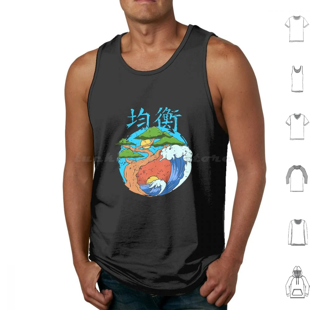 Yin Yang Zen Buddhism Bonsai Tree Tank Tops Print Cotton Bonsai Buddhism Tree Yin Yang Japanese Meditation Yoga Zen