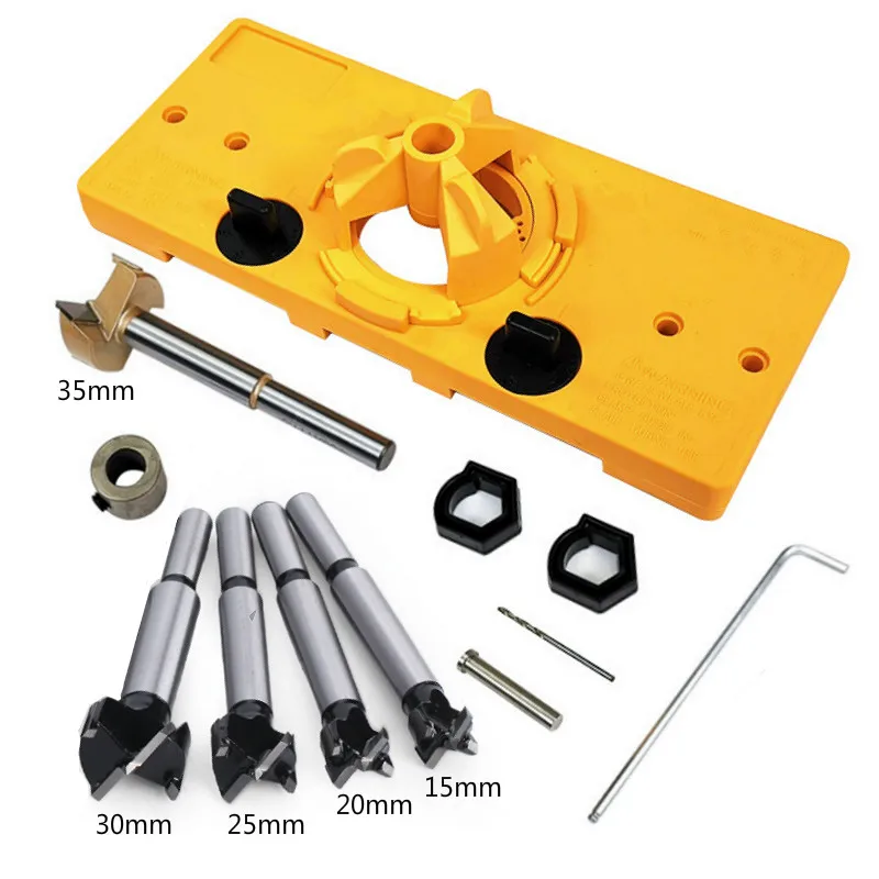 

Concealed 15mm-35mm Cup Style Hinge Jig Boring Hole Drill Guide + Forstner Bit Wood Cutter Carpenter Woodworking DIY Tools